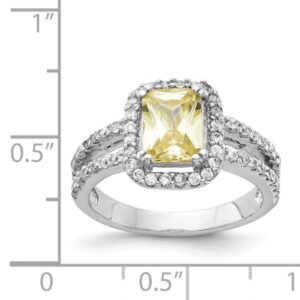 IceCarats 925 Sterling Silver Yellow Cushion-cut White Cubic Zirconia CZ Halo Round Statement Ring Size 7