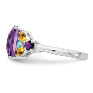 IceCarats 925 Sterling Silver Purple Amethyst Blue Topaz Yellow Orange Citrine Ring Gemstone Band Size 9