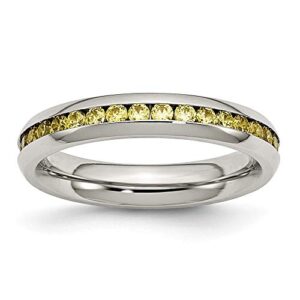 icecarats stainless steel 4mm yellow cubic zirconia cz ring november birthstone jewelry size 8