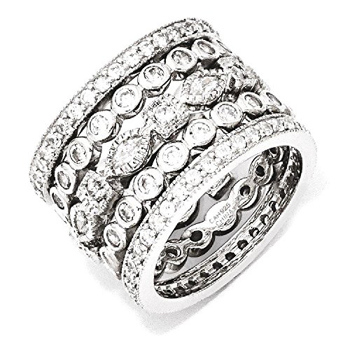 IceCarats 925 Sterling Silver Cubic Zirconia CZ 5-piece Eternity Stackable Ring Set Size 7