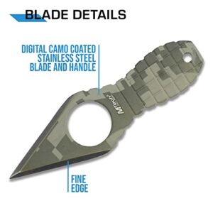 MTech USA – Fixed Blade Knife – Neck Knife – Green Camo Coated Blade and Handle, Full Tang, Nylon Fiber Sheath w/ Pocket Clip/ Chain - Hunting, Camping, Survival, Tactical, EDC – MT-588DG