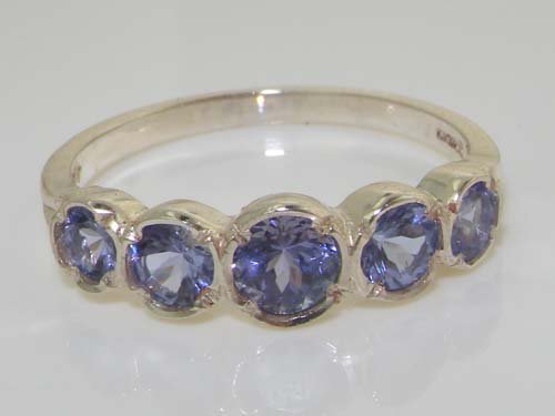 925 Sterling Silver Natural Tanzanite Womens Band Ring - Sizes 4 to 12 Available