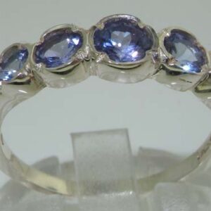 925 Sterling Silver Natural Tanzanite Womens Band Ring - Sizes 4 to 12 Available