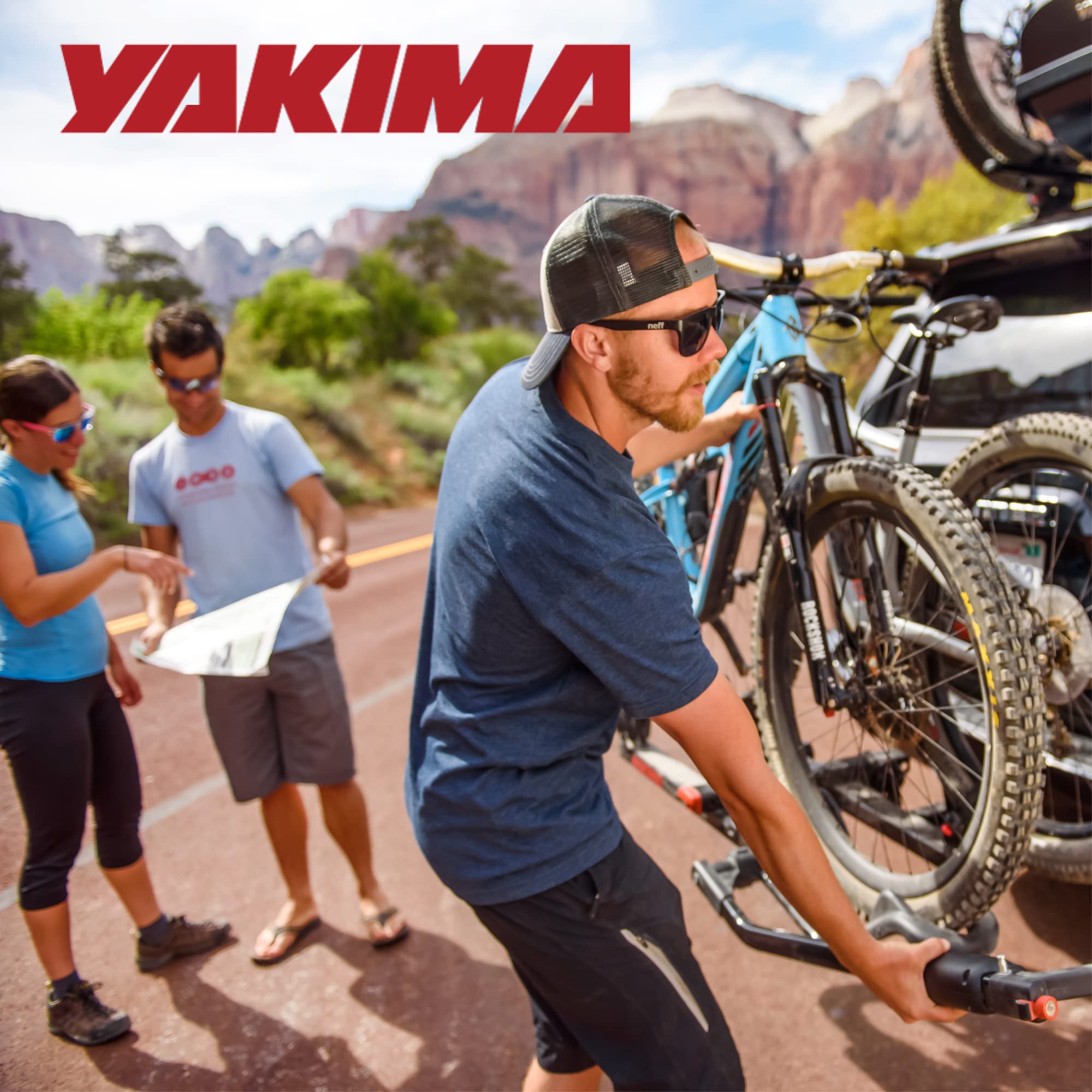 Yakima HoldUp 2" Tray Hitch Bike Rack Fully Assembled Hitch Mount Holds 2 Bikes and Fits 20"-29" Wheel Sizes, SKS Locks and Side-to-Side Adjustability