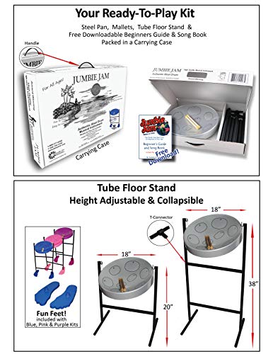 Panyard Jumbie Jam Authentic Steel Drum Kit Chrome Finish with Tube Floor Stand