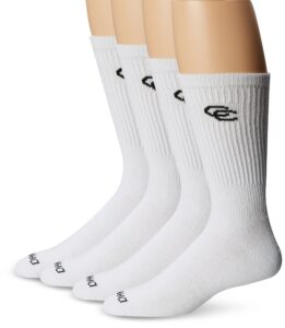 dan post cowboy certified all around crew socks 4 pack - socks for men - toe seam - arch support white 10 (us men's shoe 10.5-13) one size