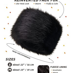 Futrzane Classic Cossack Hat - Faux Fur Hats for Women - Warm Furry Russian Hat (M, Black Classic)