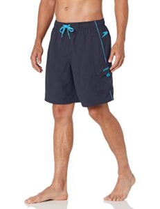 speedo mens knee length marina volley fashion swim trunks, grey/blue, small us