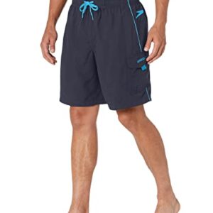 Speedo mens Knee Length Marina Volley fashion swim trunks, Grey/Blue, Small US