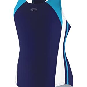 Speedo Girl's Swimsuit One Piece Infinity Splice Thick Strap , Deep Water , 12