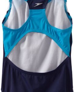 Speedo Girl's Swimsuit One Piece Infinity Splice Thick Strap , Deep Water , 12