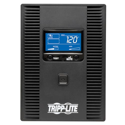 Tripp Lite SMART1500LCDT 1500VA 900W UPS Battery Back Up, AVR, LCD Display, Line-Interactive, 10 Outlets, 120V, USB, Tel & Coax Protection, 3 Year Warranty & Dollar 250,000 Insurance Black