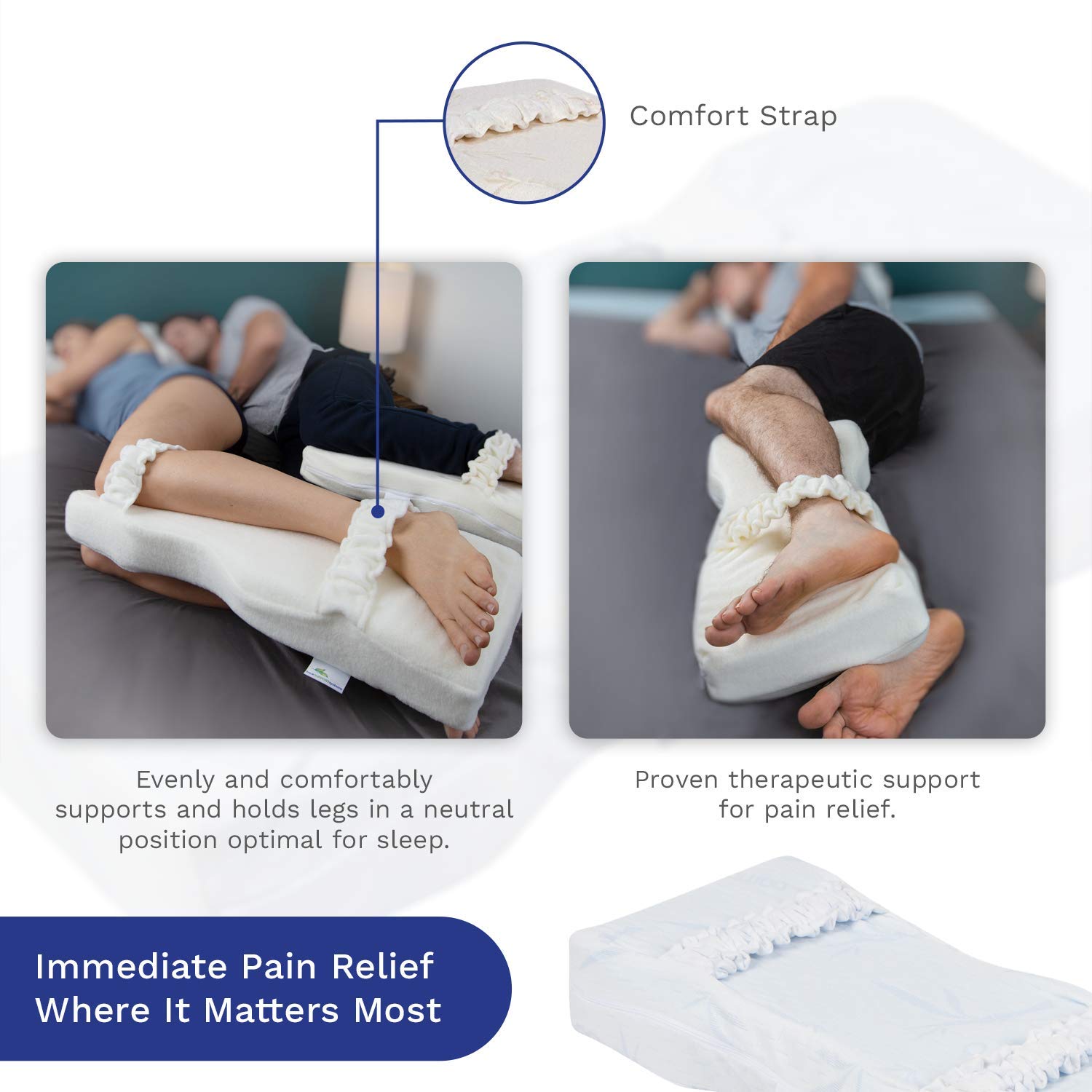 Back Support Systems Angle Wedge Pillow - (Standard) Sherpa Cover + HR Foam - Knee Pillow for Side Sleepers Hip Pain, Bolster Pillow for Bed, Hip Pillow for Side Sleepers, Ergonomic Design for Comfort