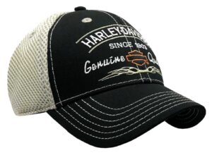 harley-davidson men's tribal snapback curved brim colorblocked mesh trucker cap black