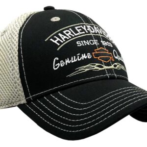 Harley-Davidson Men's Tribal Snapback Curved Brim Colorblocked Mesh Trucker Cap Black