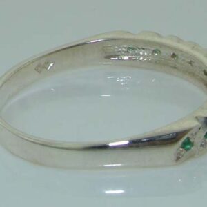 925 Sterling Silver Real Genuine Emerald Womens Eternity Ring - Size 4