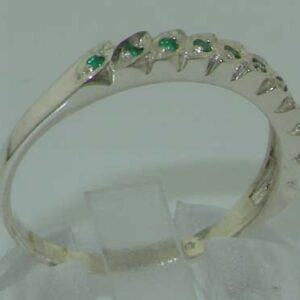 925 Sterling Silver Real Genuine Emerald Womens Eternity Ring - Size 4