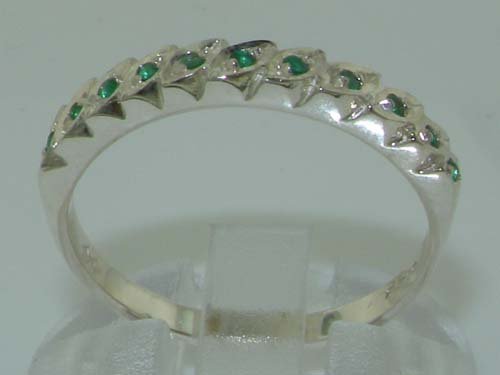 925 Sterling Silver Natural Emerald Womens Eternity Ring - Size 7.75