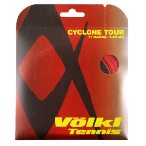 volkl cyclone tour | tennis racquet string | spin & control | ten-sided co-polymer (red, 17, set)