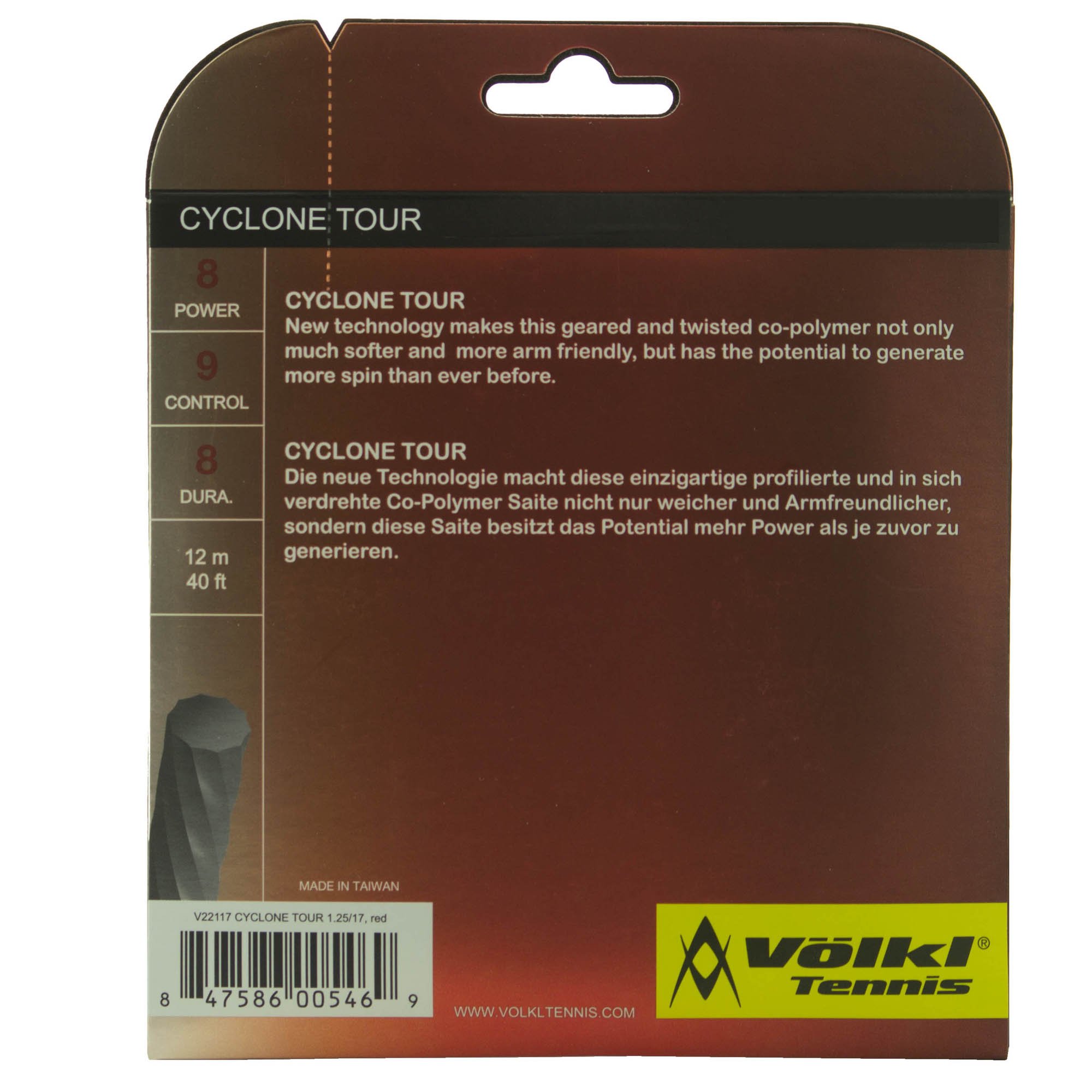 Volkl Cyclone Tour | Tennis Racquet String | Spin & Control | Ten-Sided co-Polymer