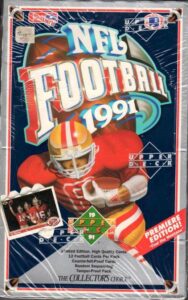 1991 upper deck nfl football trading cards premiere edition - unopened box (36 packs/box) - possible brett favre rc!