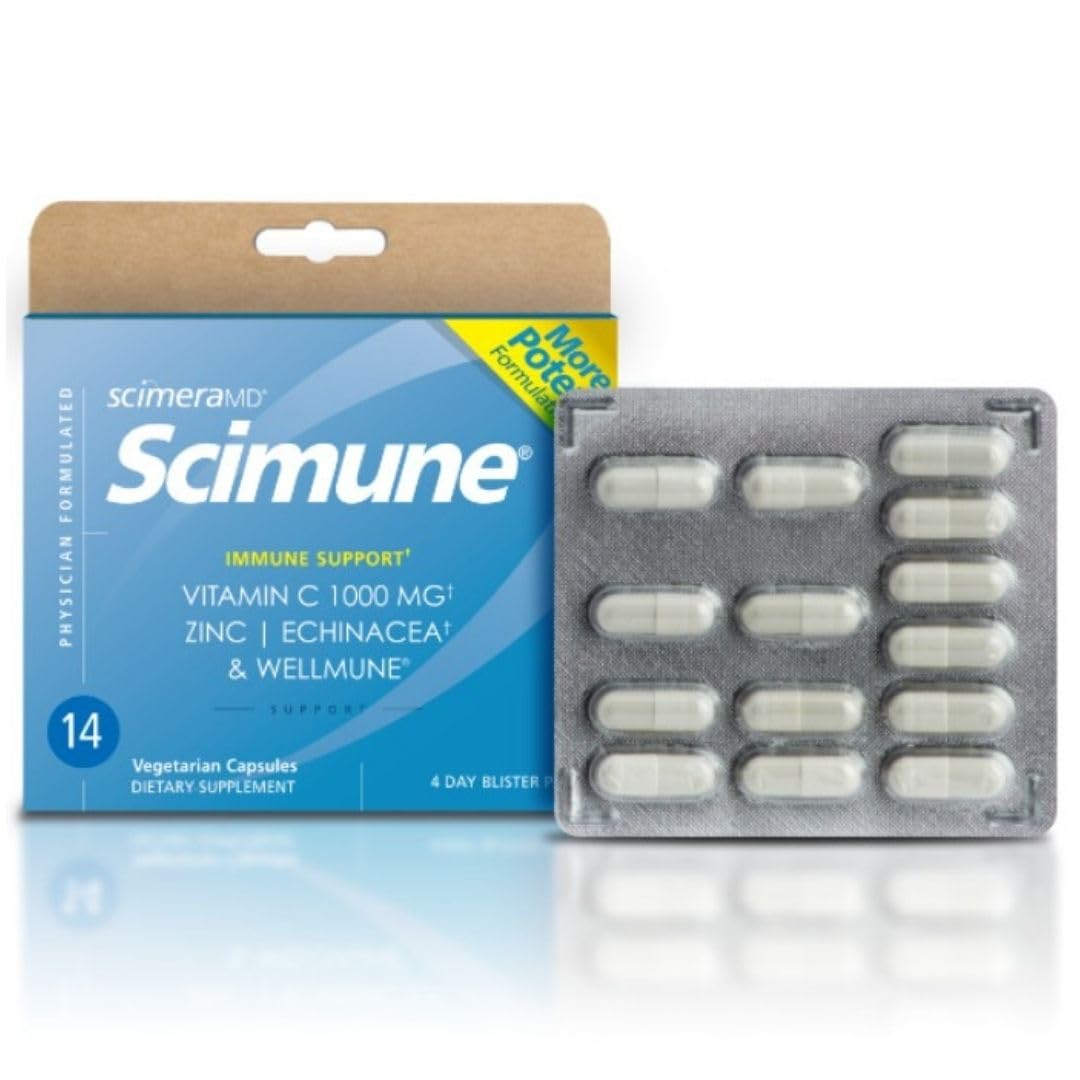 ScimeraMD® Scimune Immune Support Vitamin Supplement with Zinc, Quercetin, Vitamin C, Echinacea, and Wellmune®, 14 CT