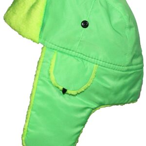 Best Winter Hats Big Kids Lightweight Neon Russian/Trooper Faux Fur Cap(One Size)-Green