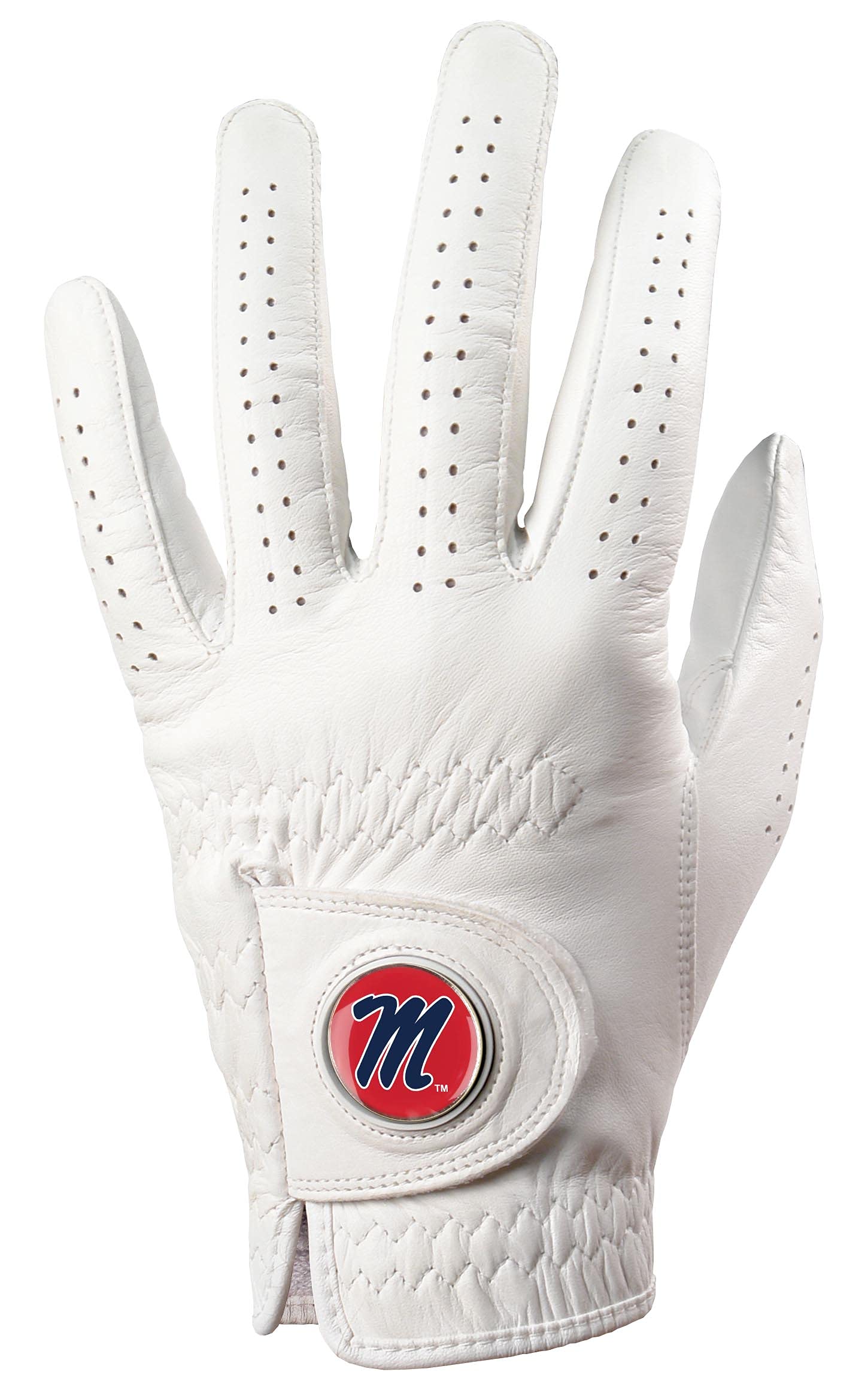 LinksWalker Mississippi Rebels - Ole Miss- Cabretta Leather Golf Glove - ML