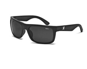 zeal optics essential | plant-based polarized sunglasses for men & women - matte black/polarized dark grey lens