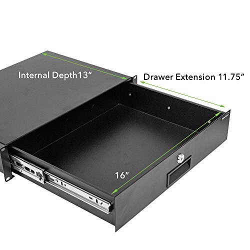 NavePoint Server Cabinet Case 19 Inch Rack Mount DJ Locking Lockable Deep Drawer with Key 2U