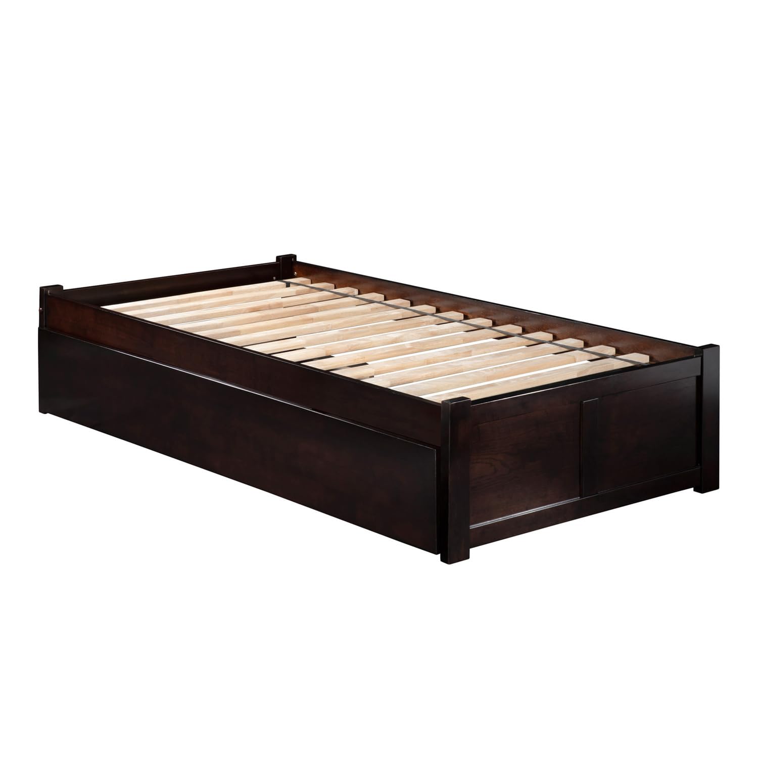 AFI Concord Twin Size Platform Bed with Footboard & Twin Trundle in Espresso