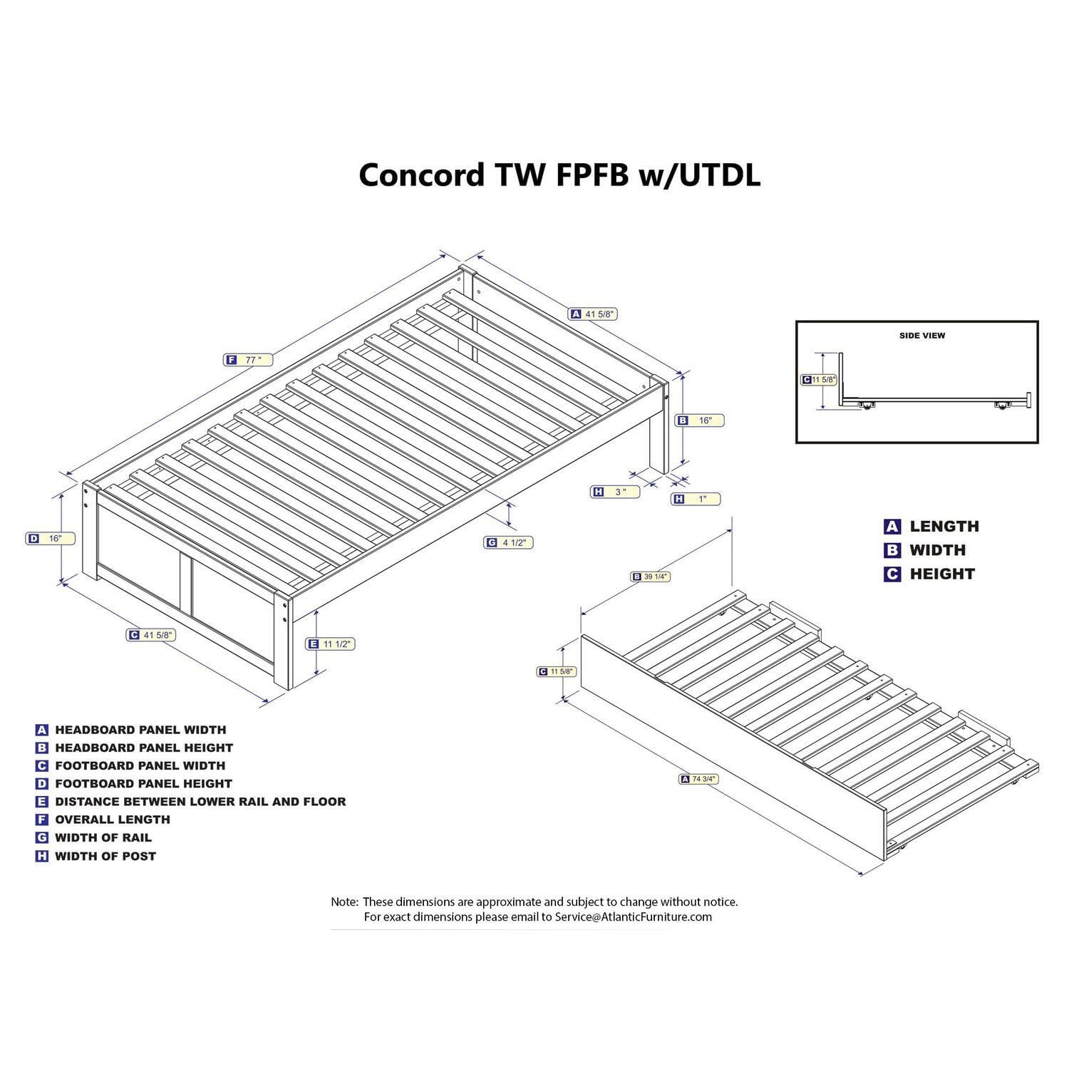 AFI Concord Twin Size Platform Bed with Footboard & Twin Trundle in Espresso