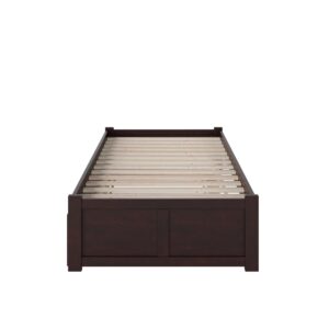 AFI Concord Twin Size Platform Bed with Footboard & Twin Trundle in Espresso