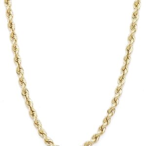 Floreo 10k Yellow Gold 2mm Hollow Rope Chain Necklace with Lobster Claw Clasp for Women and Men, 20 Inch