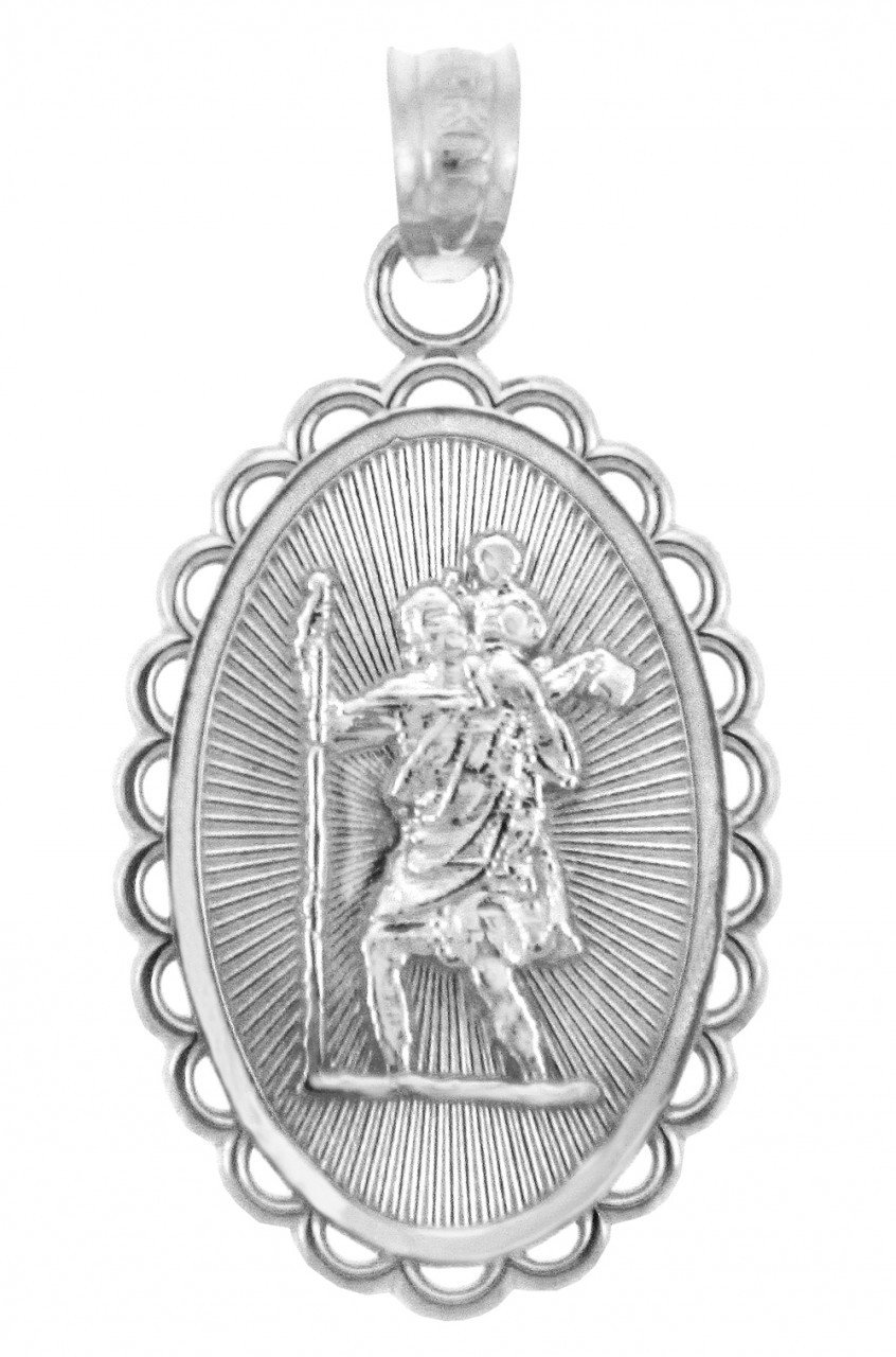 925 Sterling Silver Saint Christopher Medal Catholic Protection Charm Pendant