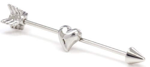 Body Accentz 316l Surgical Heart Arrow 14g 1 3/8 Industrial Bar Ch136