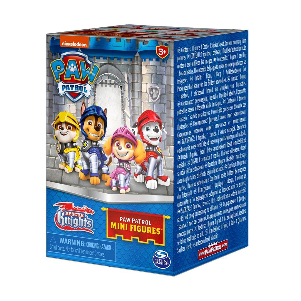 Spin Master 6062143 Paw Patrol Rescue Knights Collectible Blind Box Mini Figure with Castle Tower Container, 2-inch Height