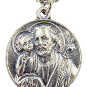 CB Silver Toned Base Patron Saint Joseph the Worker Father Medal, 7/8 Inch