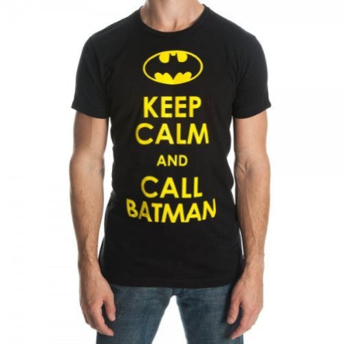 Batman Keep Calm and Call Batman Men's Black T-Shirt-Small