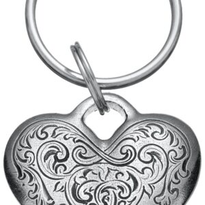 DANFORTH Florentine Heart Keychain Handcrafted Pewter Love Keychain For Her – 1 ½” Tall, Made In USA