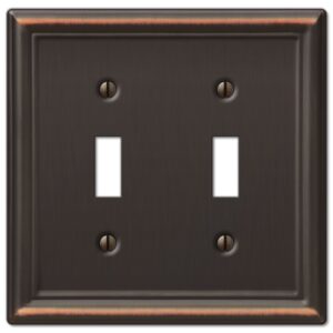 amerelle 149ttdb chelsea wallplate, 2 toggle, aged bronze