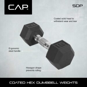 CAP Barbell Coated Hex Dumbbell Weights, Pair