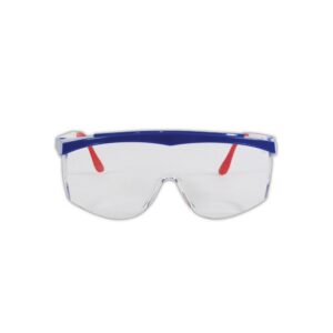 MCR Safety TK130 Tomahawk Safety Glasses with Clear Scratch-Resistant Lens and Colored Frame, Standard, Red/White/Blue