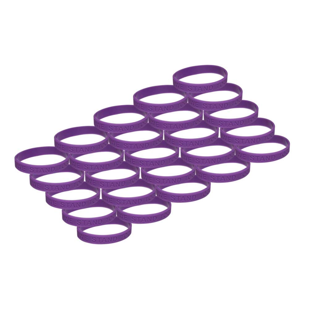 Purple Ribbon Awareness Silicone Bracelet 25 Pack