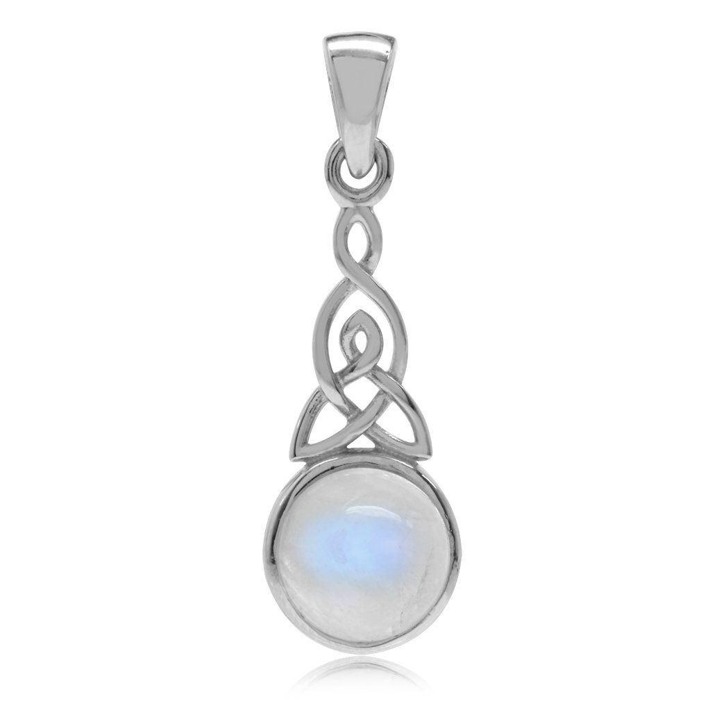 Silvershake Natural Moonstone 925 Sterling Silver Triquetra Celtic Knot Pendant