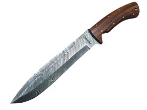 perkin knives - custom handmade damascus hunting knife with sheath full tang knife - ar1101w