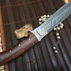 Perkin Knives - Custom Handmade Damascus Hunting Knife with Sheath Full Tang Knife - AR1101W