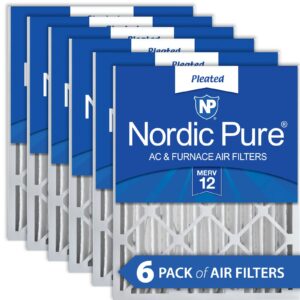 nordic pure 16x25x4 (15_1/2 x 24_1/2 x 3_5/8) pleated merv 12 air filters 6 pack