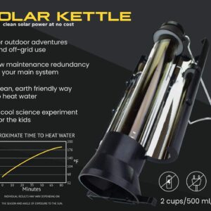 Solar Kettle Thermal Flask Survival Gear With Temperature Gauge (Black)