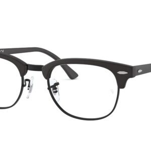 Ray-Ban RX5154 Clubmaster Square Prescription Eyeglass Frames, Matte Black/Demo Lens, 49 mm